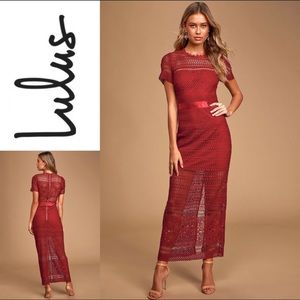 Lulu’s Crochet Lace Short Sleeve Maxi Dress